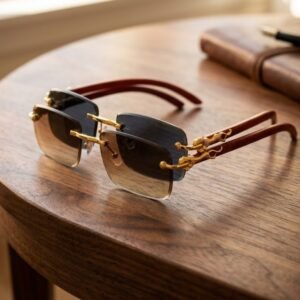 tiger motive rimless sunglasses a031