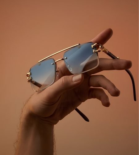 rimless rectangle sunglasses